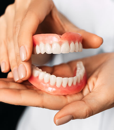 closeup of a set of dentures